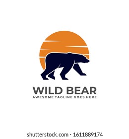 Wild Bear Illustration Vector Template. Suitable for Creative Industry, Multimedia, entertainment, Educations, Shop, and any related business