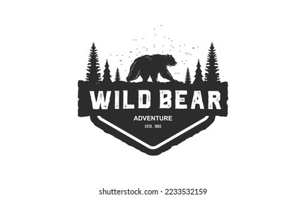 wild Bear logo design vector premium, emblem logo vintage illustration