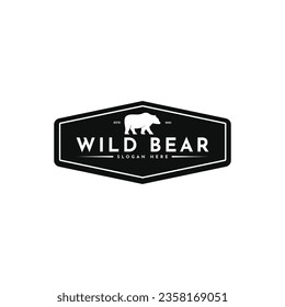 Wild bear logo design vintage retro