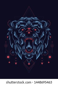 Wild Bear logo illustration with sacred geometry pattern 