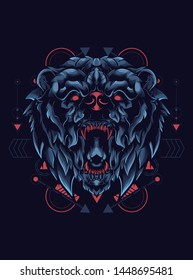 Wild Bear logo illustration with sacred geometry pattern 