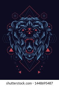 Wild Bear logo illustration with sacred geometry pattern 