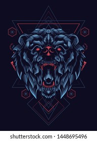 Wild Bear logo illustration with sacred geometry pattern 