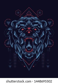 Wild Bear logo illustration with sacred geometry pattern 