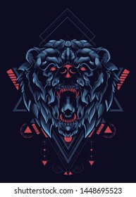 Wild Bear logo illustration with sacred geometry pattern 