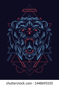 Wild Bear logo illustration with sacred geometry pattern 