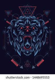 Wild Bear logo illustration with sacred geometry pattern 
