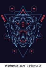 Wild Bear logo illustration with sacred geometry pattern 