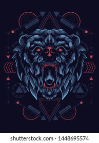 Wild Bear logo illustration with sacred geometry pattern 