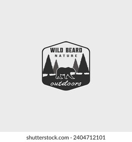 wild bear logo vintage vector illustration template icon design