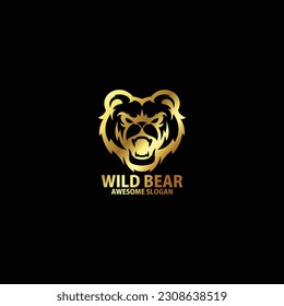 wild bear with luxury logo design line art