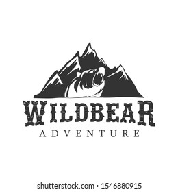 Wild bear outdoor mountain nature logo - adventure wildlife design