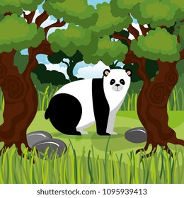 wild bear panda in the jungle scene