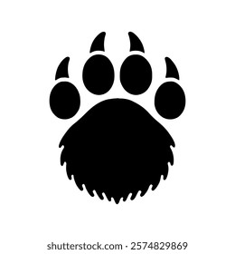 Wild bear paw print silhouette icon vector illustration design on white background.