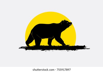 Wild Bear Silhouette Vector