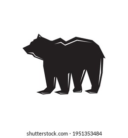 Wild Bear Silhouette Vector Images, Flat Icons, Graphics, Logo Design. Black Bear Design Vector Illustration Bear side view isolated white background Editable Wild Bear animal templates clipart symbol