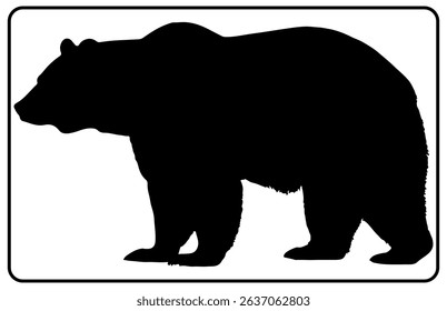 Wild Bear Silhouette – Wildlife Animal Vector, Standing Bear Silhouette – Forest Animal Vector