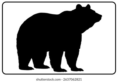 Wild Bear Silhouette – Wildlife Animal Vector, Standing Bear Silhouette – Forest Animal Vector