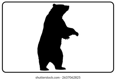Wild Bear Silhouette – Wildlife Animal Vector, Standing Bear Silhouette – Forest Animal Vector