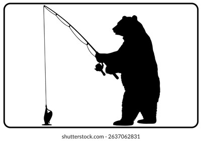 Wild Bear Silhouette – Wildlife Animal Vector, Standing Bear Silhouette – Forest Animal Vector