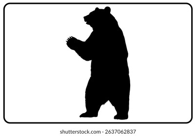 Wild Bear Silhouette – Wildlife Animal Vector, Standing Bear Silhouette – Forest Animal Vector