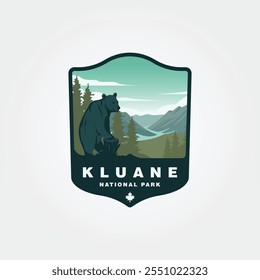 wild bear standing in front of kluane national park and reserve vintage logo vector design