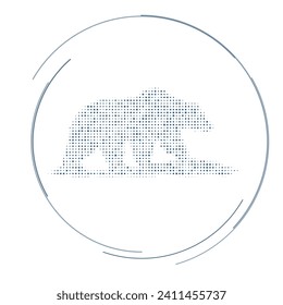 The wild bear symbol filled with dark blue dots. Pointillism style. Vector illustration on white background