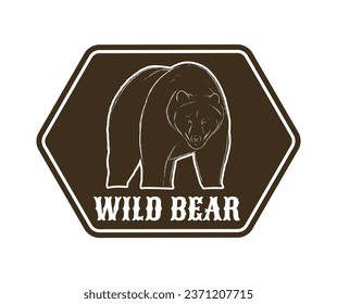diseño de placa vectorial de oso salvaje