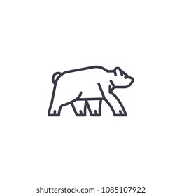 wild bear vector line icon, sign, illustration on background, editable strokes