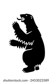 Wild beast polar bear vector silhouette illustration shape shadow. Greenland COA symbol. Greenland bear coat of arms, seal, national emblem isolated on background. 