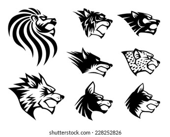 Wild Beast Symbol. 8 different wild beast head symbol. 