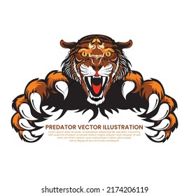 Wild beast vector drawing, An illustration of an angry Tiger, An element for creating company logo