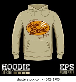Wild Beast - Vector hoodie print design - sweatshirt vector badge print template