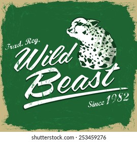 Wild Beast - vector lettering vintage -T Shirt design