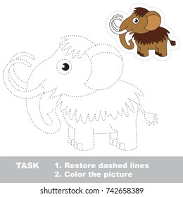 Wild Beautiful Funny Mammoth. Dot to dot educational game for kids.