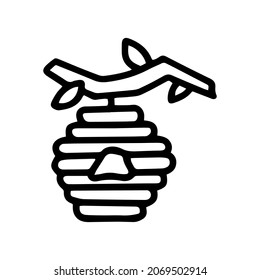 wild bee hive line vector doodle simple icon