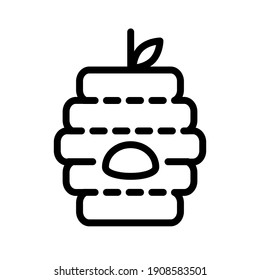 Wild bee hive, simple beehive color line icon.