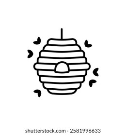 Wild beehive icon Flat vector set outline