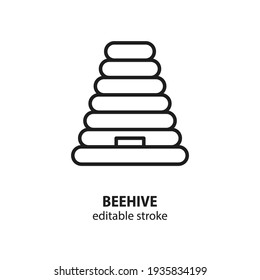 Wild Beehive Vector Line Icon. Editable Stroke.