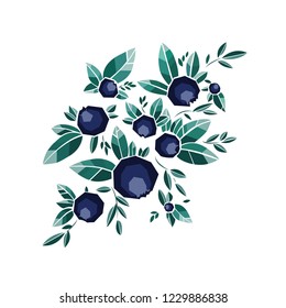 Wild berries vector, food full of vitamines, sweet blueberries icon, eco garden