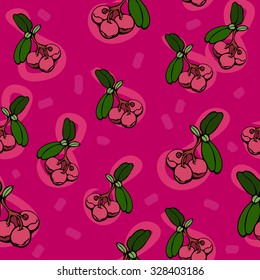 Wild berry seamless vector pattern. Pijama bright fabric.