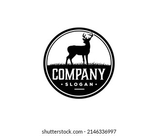 Wild Big Horn Deer Animal Vintage Circle Logo Nature Vector