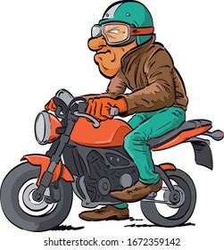 Wild biker with leather jacket
