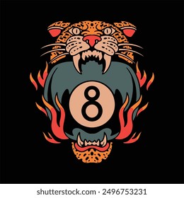 wild billiard tattoo vector design