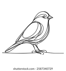 Wild bird continuous line drawing element isolated on white background for decorative element. Vector illustration