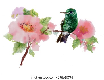 Wild bird on twig vector 