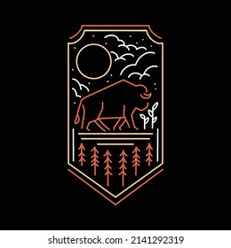 wild bison monoline vector design