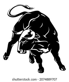 Wild Black Bull Full Length Horned Stock Vector (Royalty Free ...