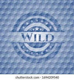 Wild blue emblem with geometric pattern background. Vector Illustration. Detailed.