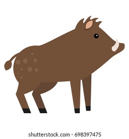 Wild boar animal flat icon, vector sign, colorful pictogram isolated on white. Symbol, logo illustration. Flat style design